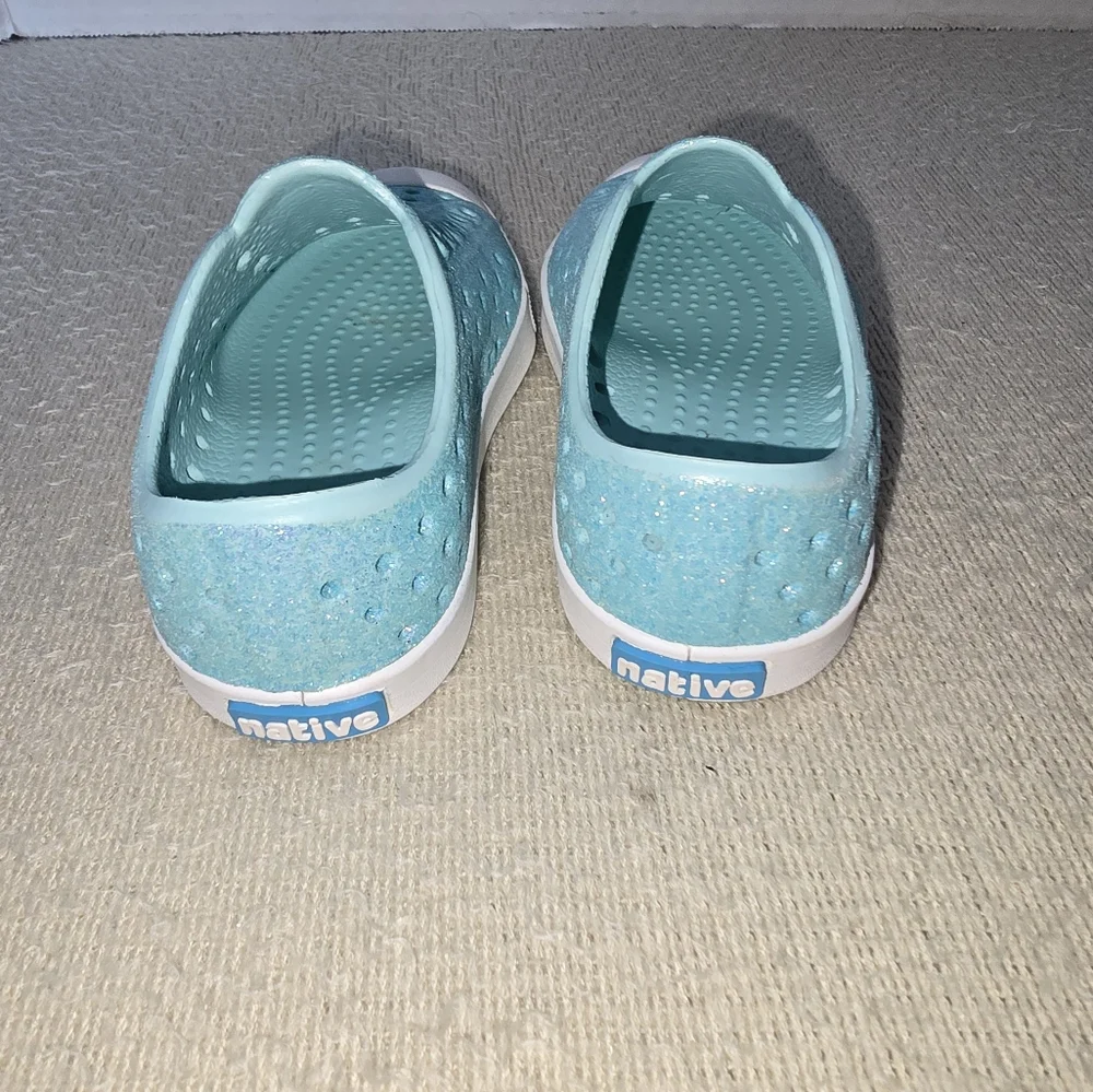 Native Jefferson Bling Glitter Blue Slip-on Sneaker shoes size C7